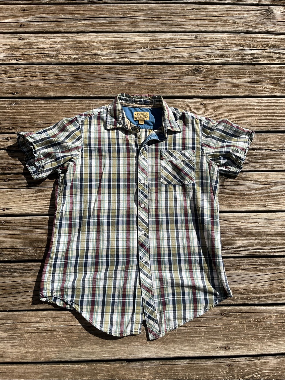 Daniel Cremieux Short-Sleeve Plaid Button-Down Shirt - Blue, Green, Cream